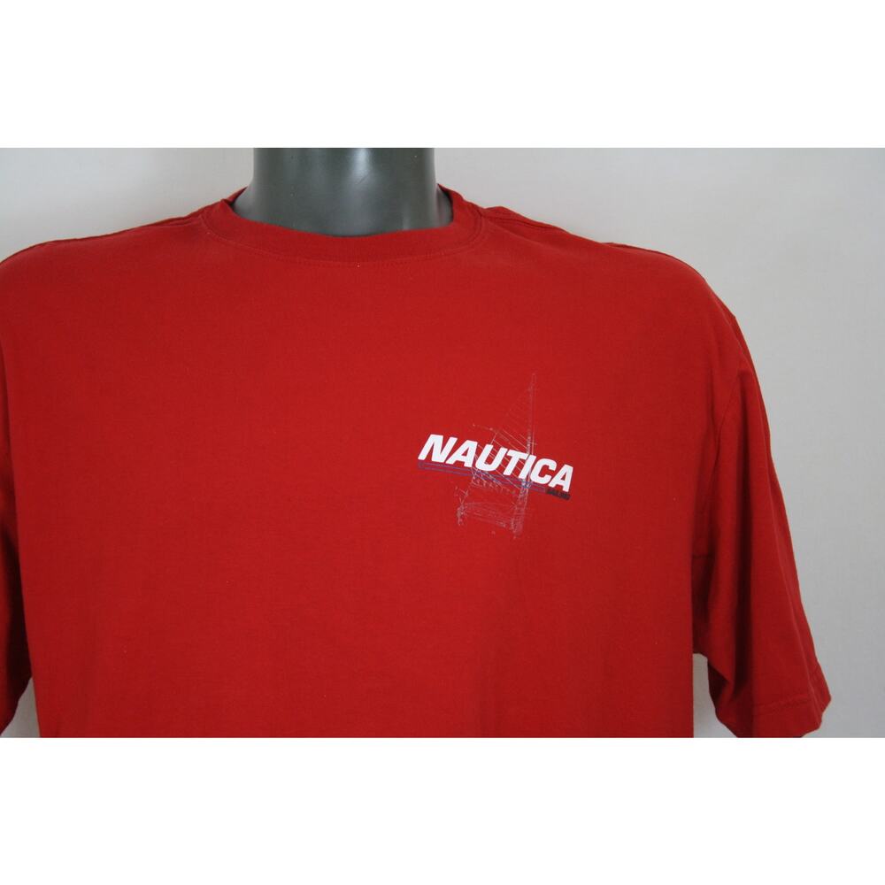 Vintage Nautica Sailing T Shirt Mens XL Red Double Sided Sailboat NS-83 Y2K - Picture 4 of 5